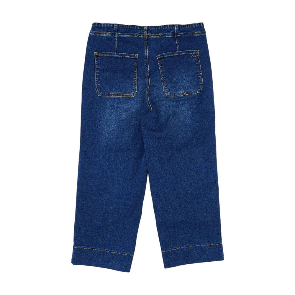 Blue Solid Denim Capris - Image 2