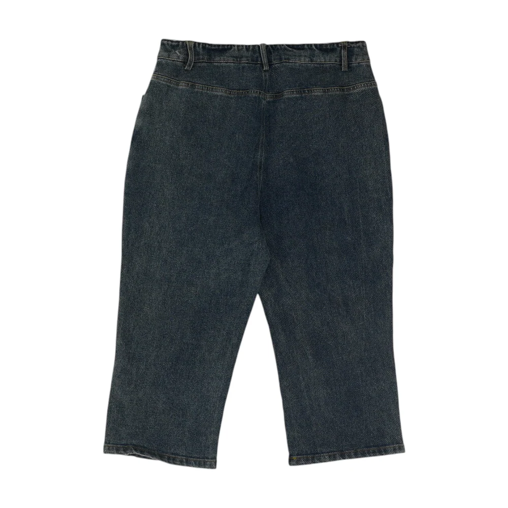 Blue Solid Denim Capris - Image 2