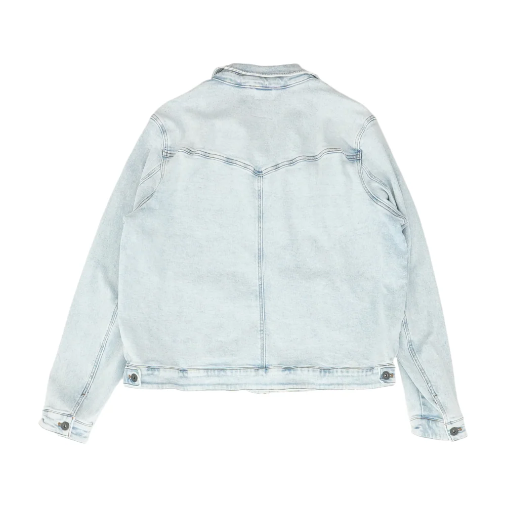 Blue Solid Denim Jacket - Image 2