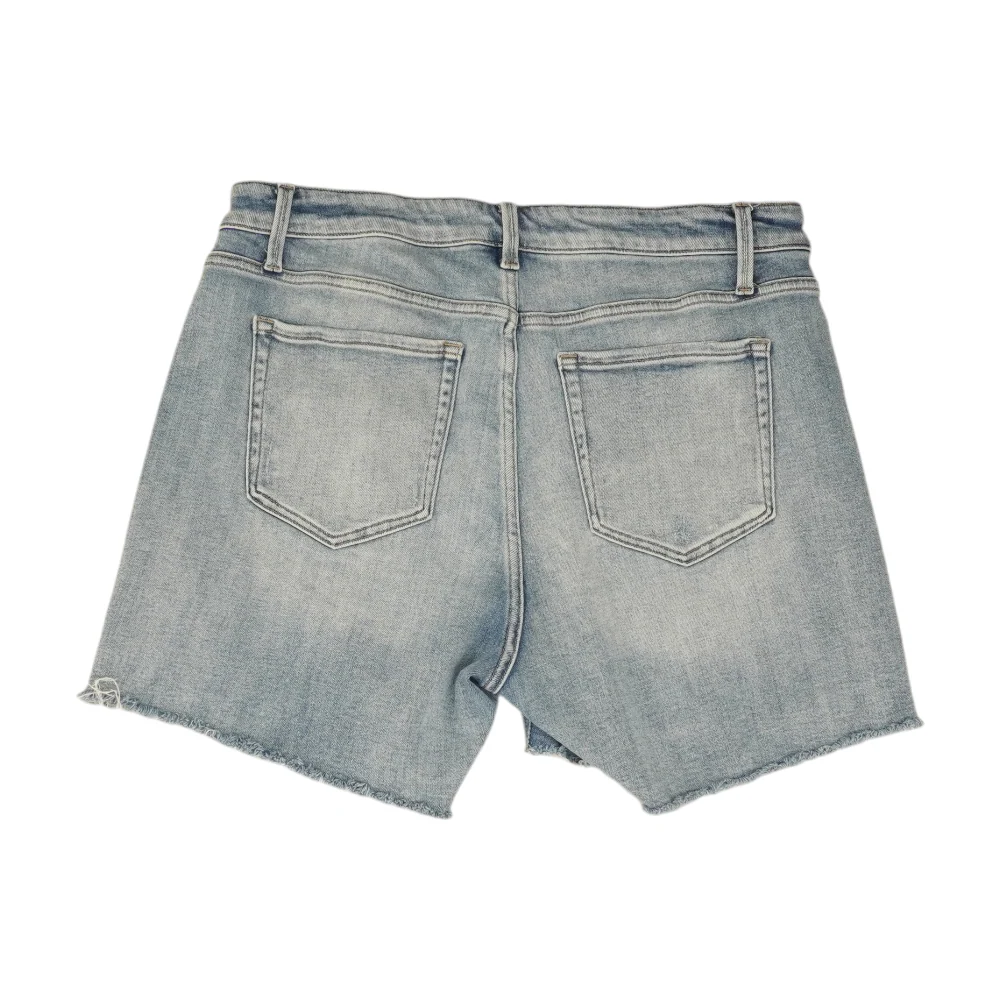 Blue Solid Denim Shorts - Image 2