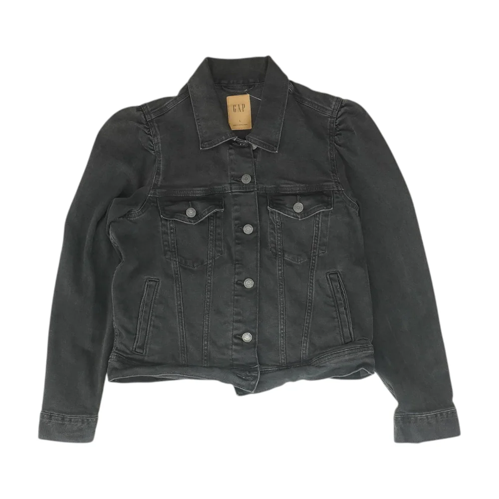 Black Solid Denim Jacket