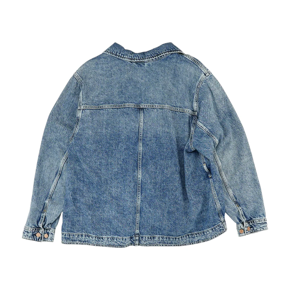 Blue Solid Denim Jacket - Image 2