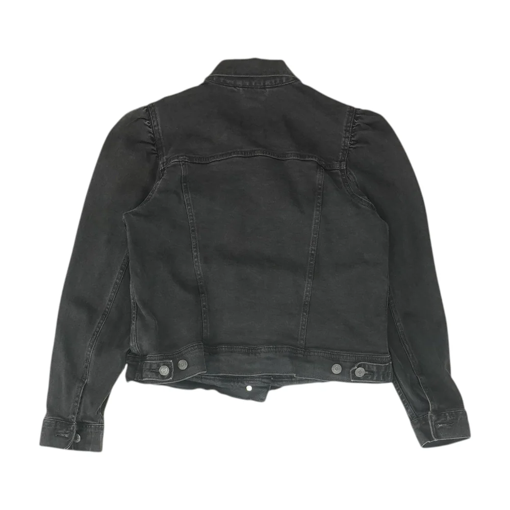 Black Solid Denim Jacket - Image 2