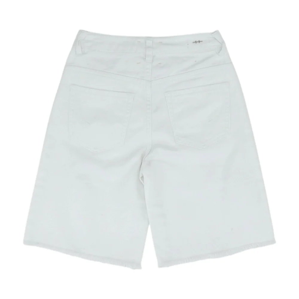 White Solid Denim Shorts - Image 2