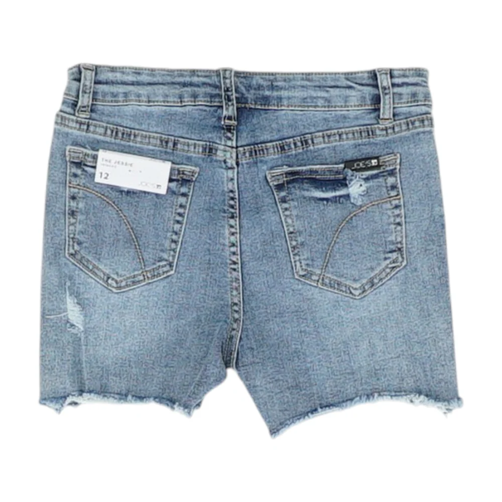 Blue Solid Denim Shorts - Image 2