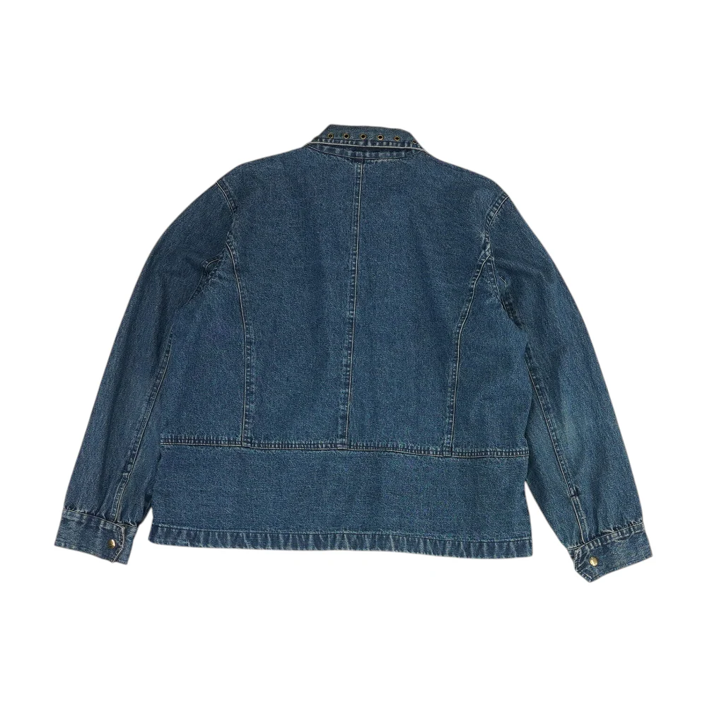 Vintage Blue Solid Denim Jacket - Image 2