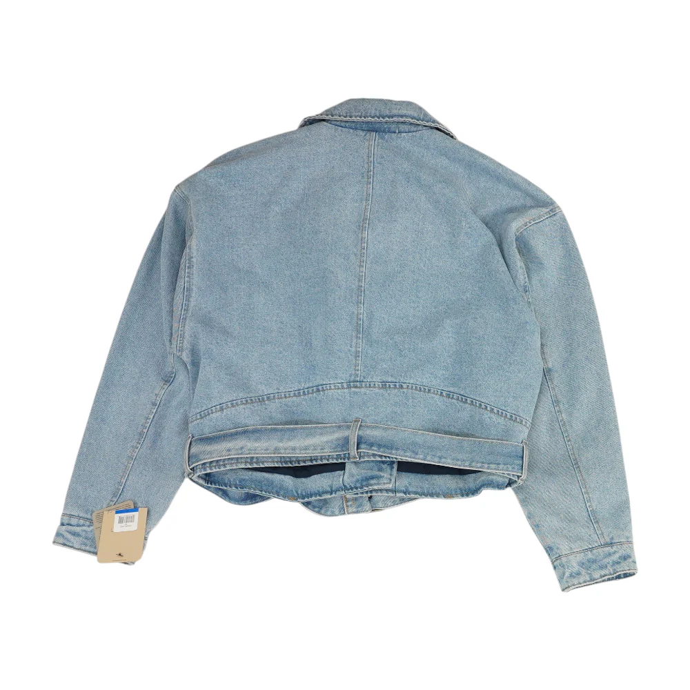Blue Solid Denim Jacket - Image 2