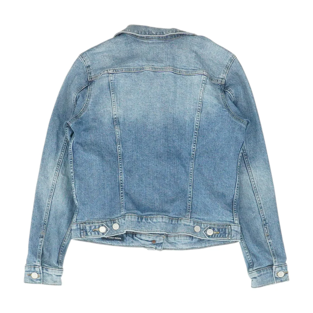 Blue Solid Denim Jacket - Image 2
