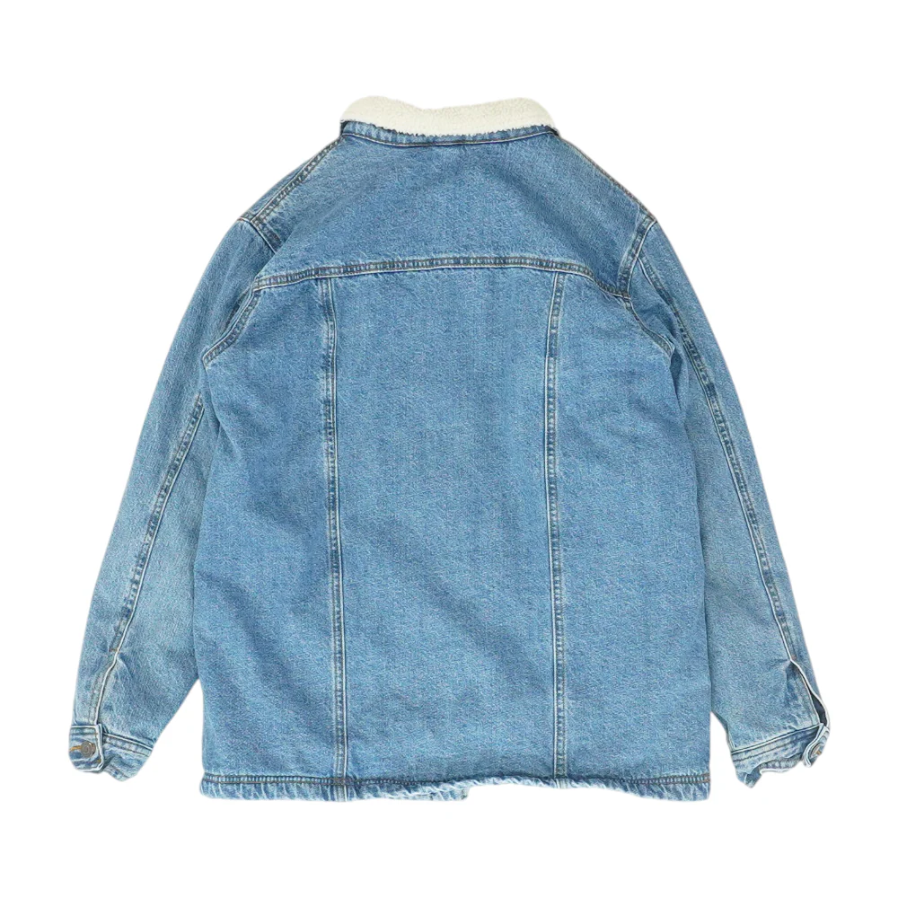Blue Solid Denim Jacket - Image 2