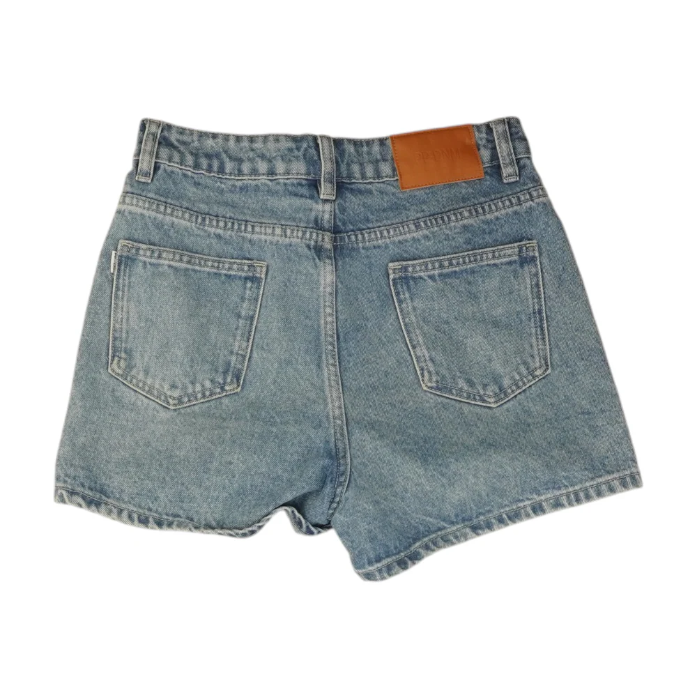 Blue Solid Denim Shorts - Image 2