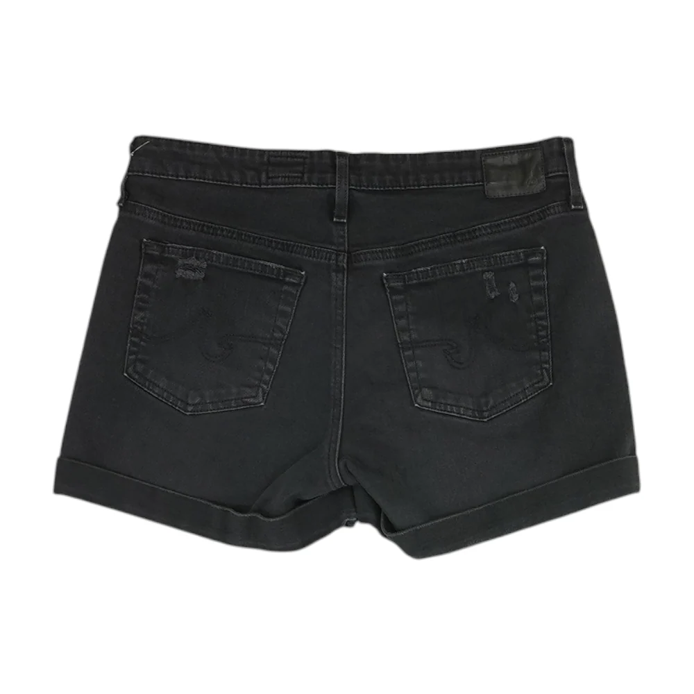 Black Solid Denim Shorts - Image 2