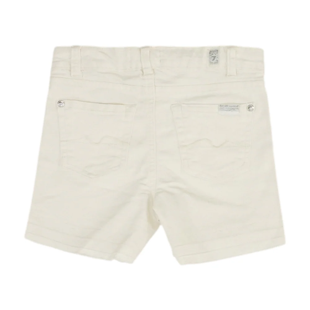 Beige Solid Denim Shorts - Image 2