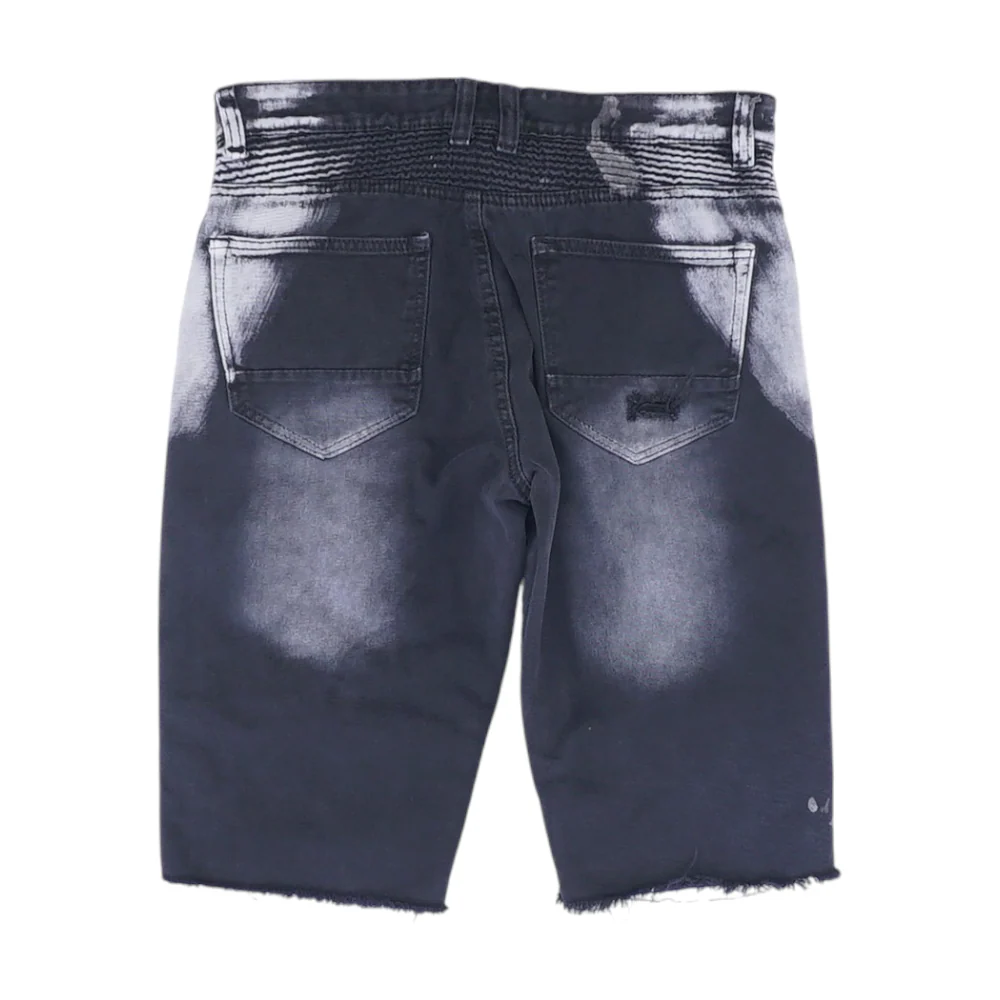 Black Color Block Denim Shorts - Image 2