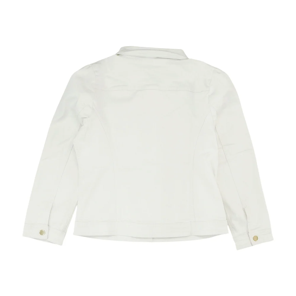 White Solid Denim Jacket - Image 2
