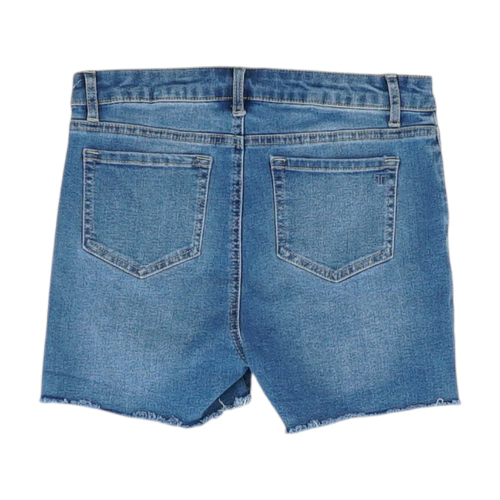 Blue Solid Denim Shorts - Image 2