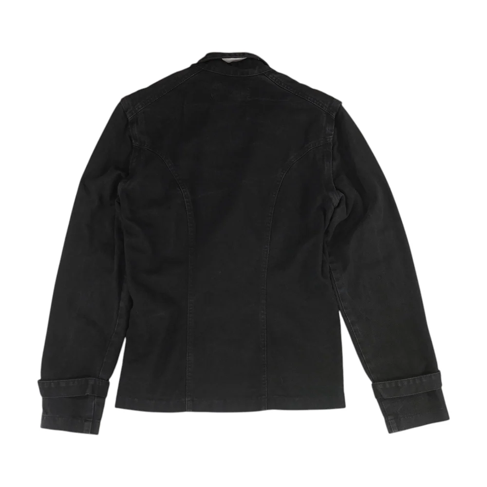 Black Solid Denim Jacket - Image 2