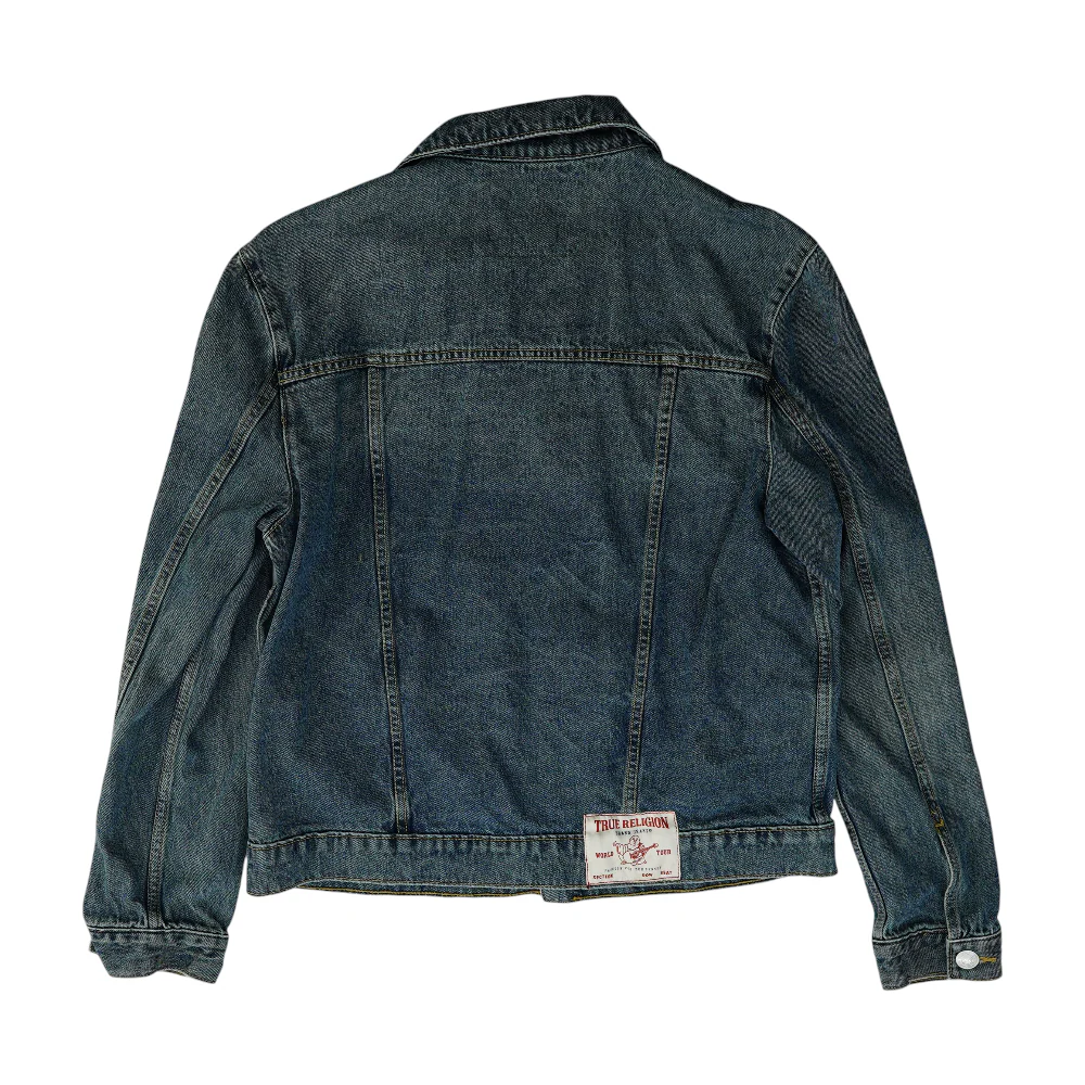 Blue Solid Denim Jacket - Image 2