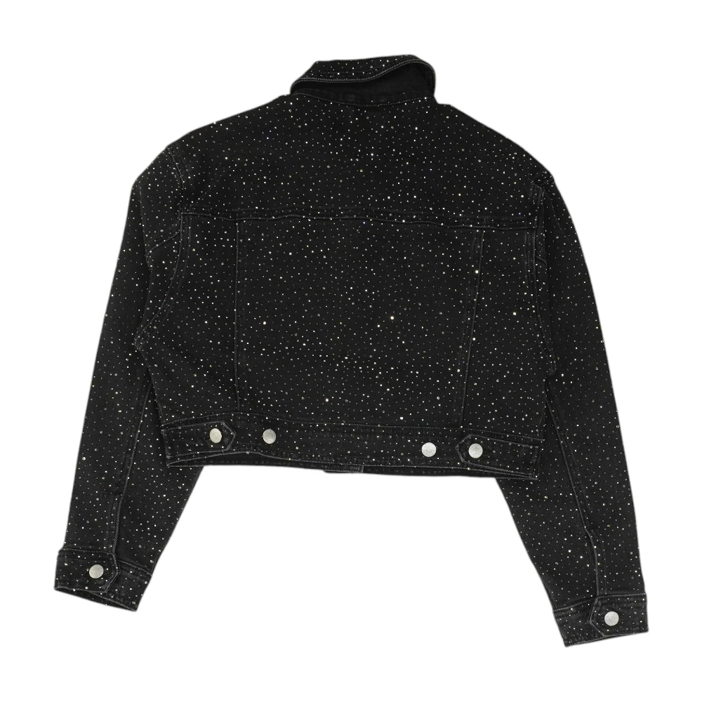 Black Solid Denim Jacket - Image 2