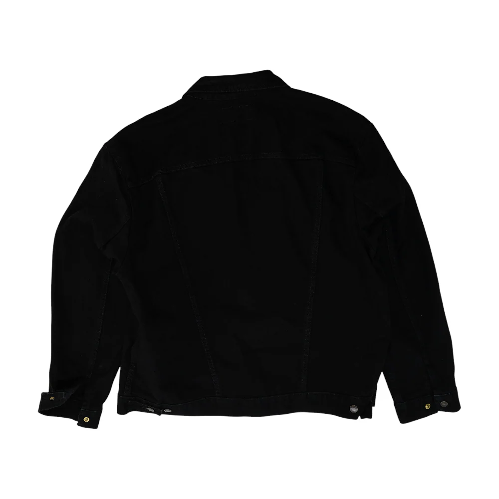 Black Solid Denim Jacket - Image 2