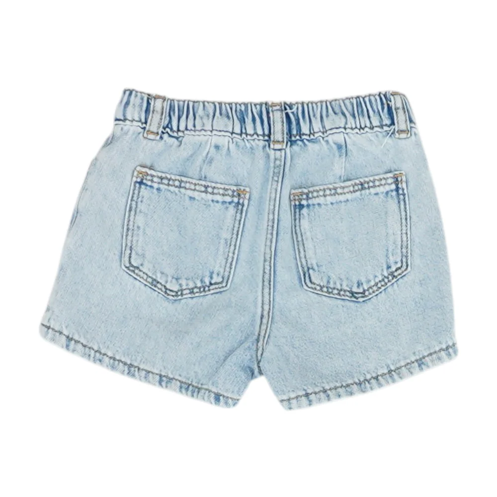 Blue Solid Denim Shorts - Image 2