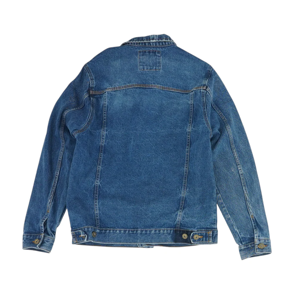 Blue Solid Denim Jacket - Image 2