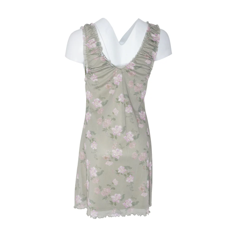 Green Floral Mini Dress - Image 2