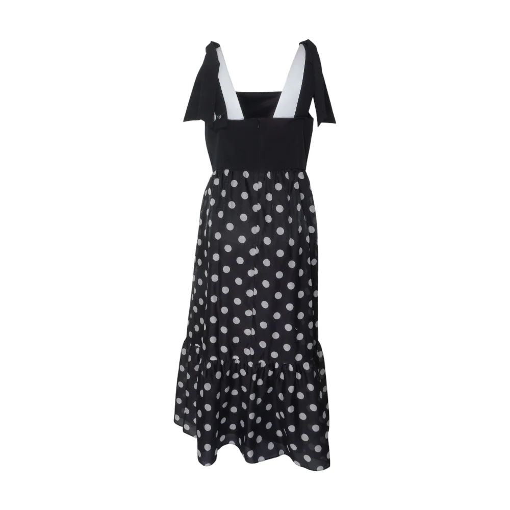 Black Polka Dot Midi Dress - Image 2