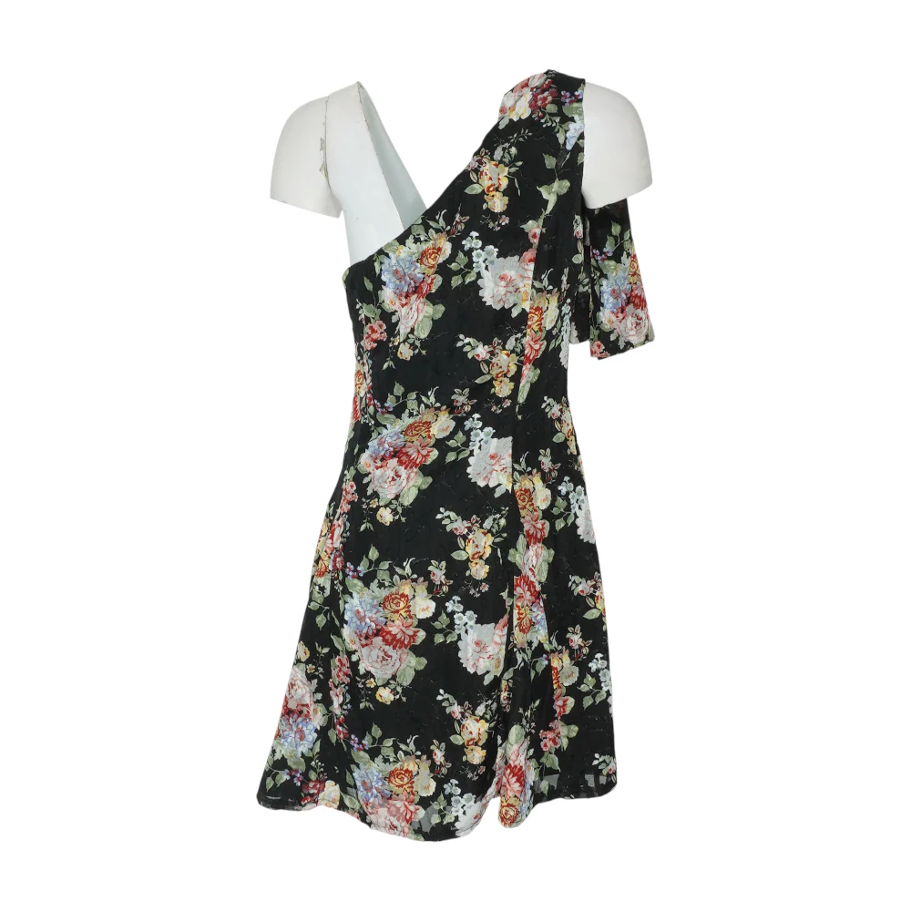 Black Floral Mini Dress - Image 2