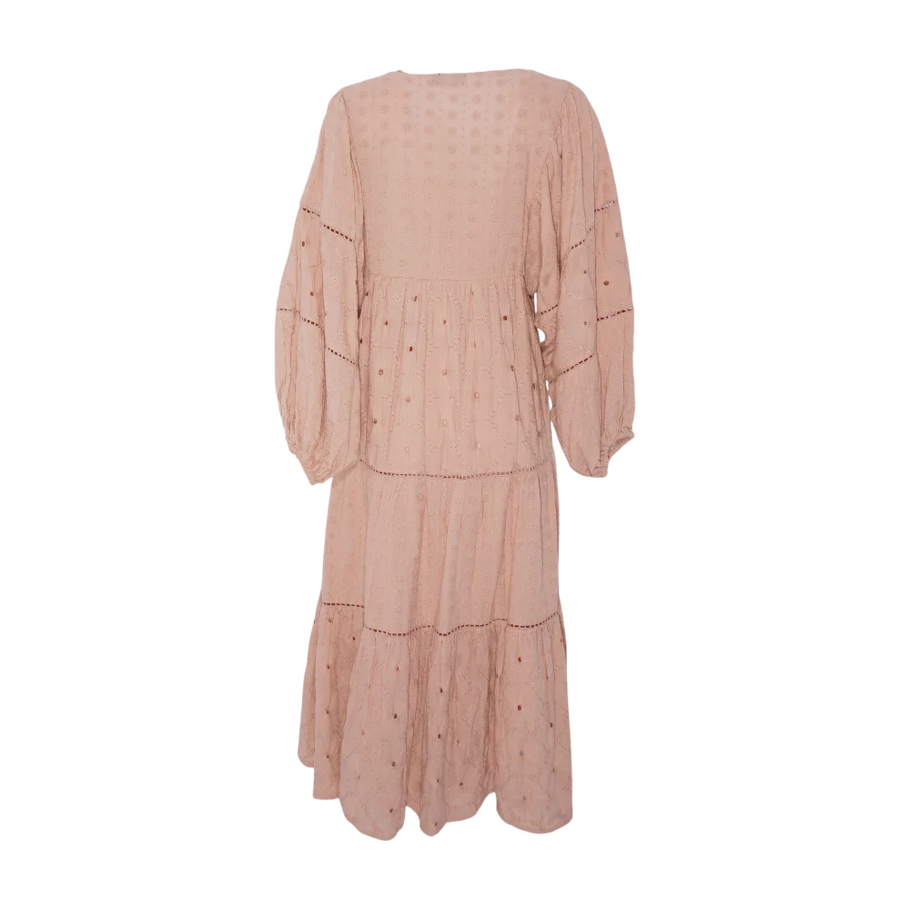 Nude Floral Midi Dress - Image 2