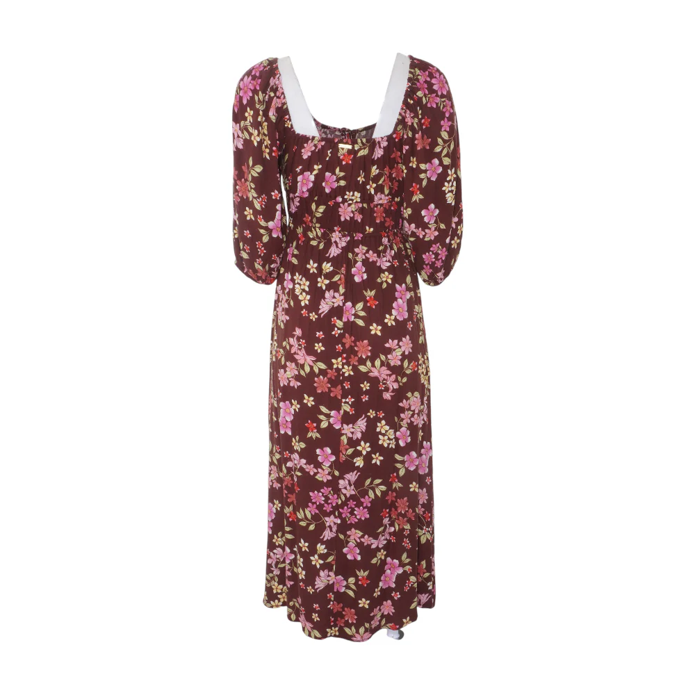 Brown Floral Midi Dress - Image 2