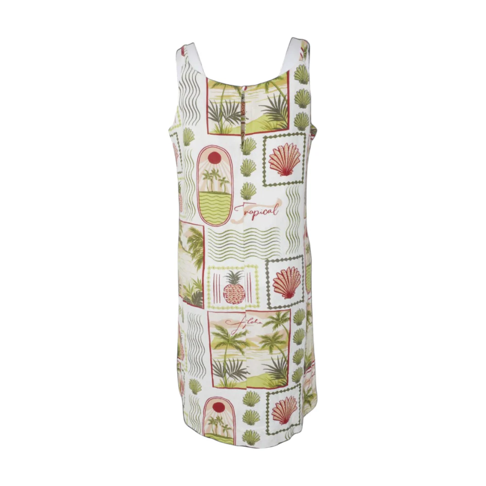 Beige Tropical Mini Dress - Image 2