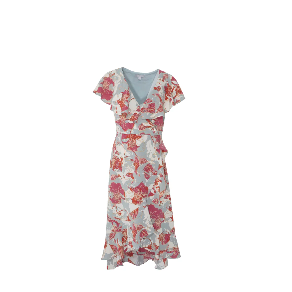 Blue Floral Midi Dress