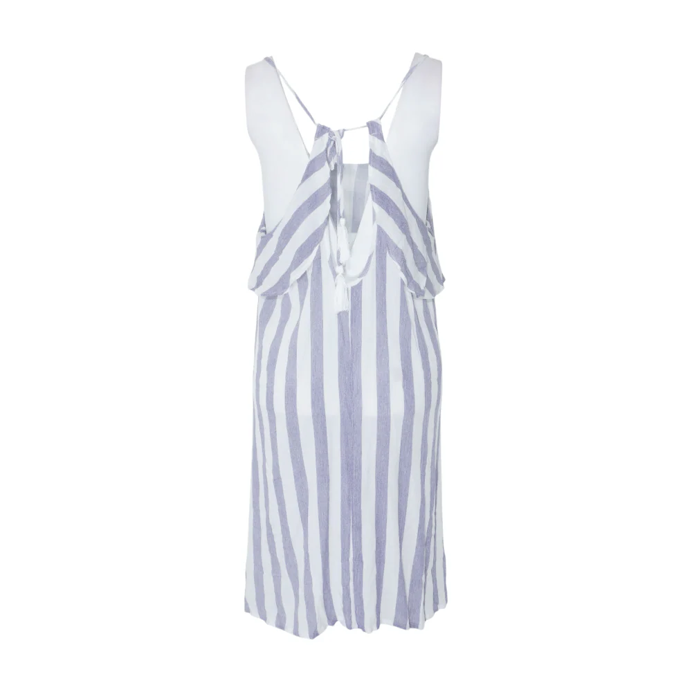 Blue Striped Midi Dress - Image 2