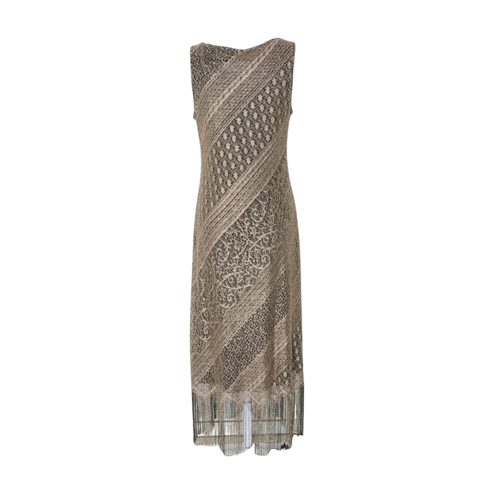 Gold Print Midi Dress - Image 2