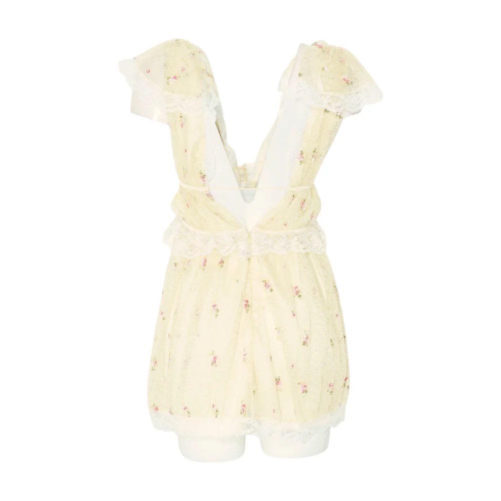 Yellow Floral Mini Dress - Image 2