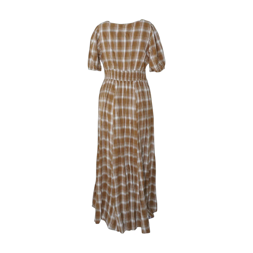 Khaki Plaid Maxi Dress - Image 2