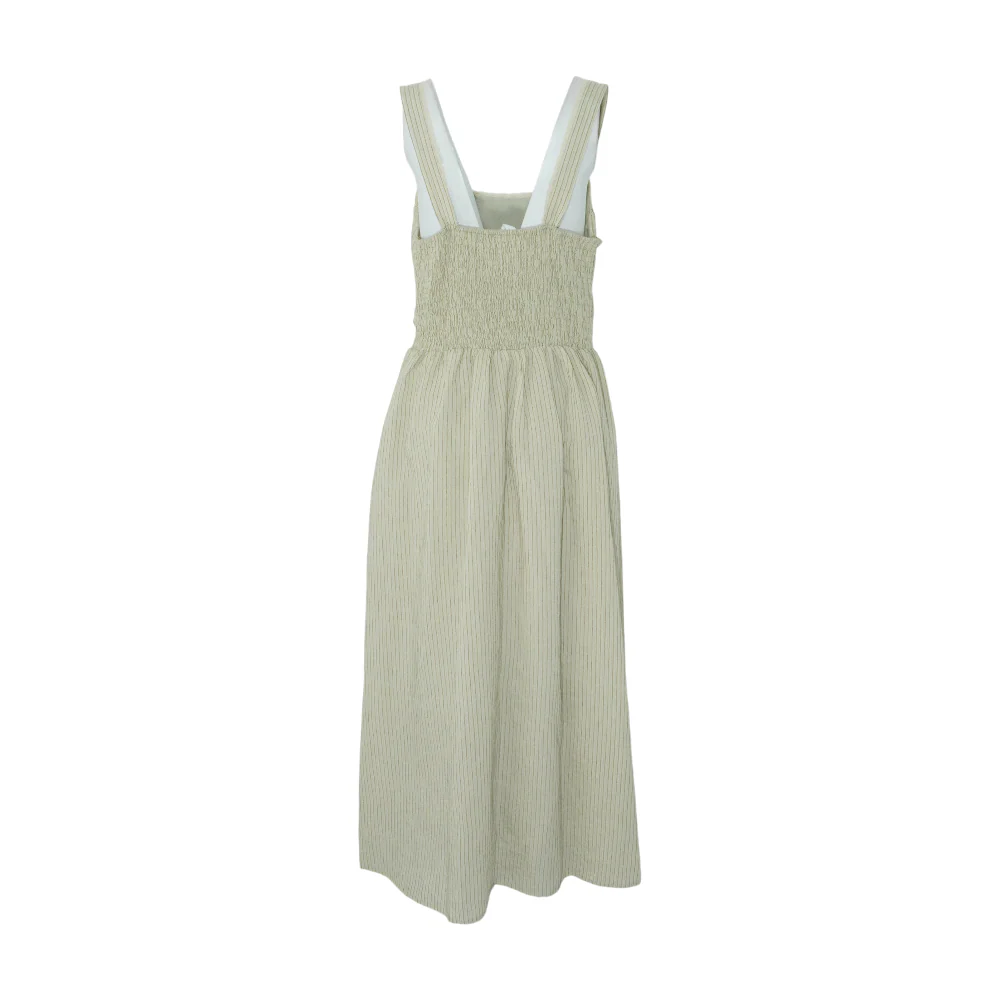 Beige Striped Midi Dress - Image 2