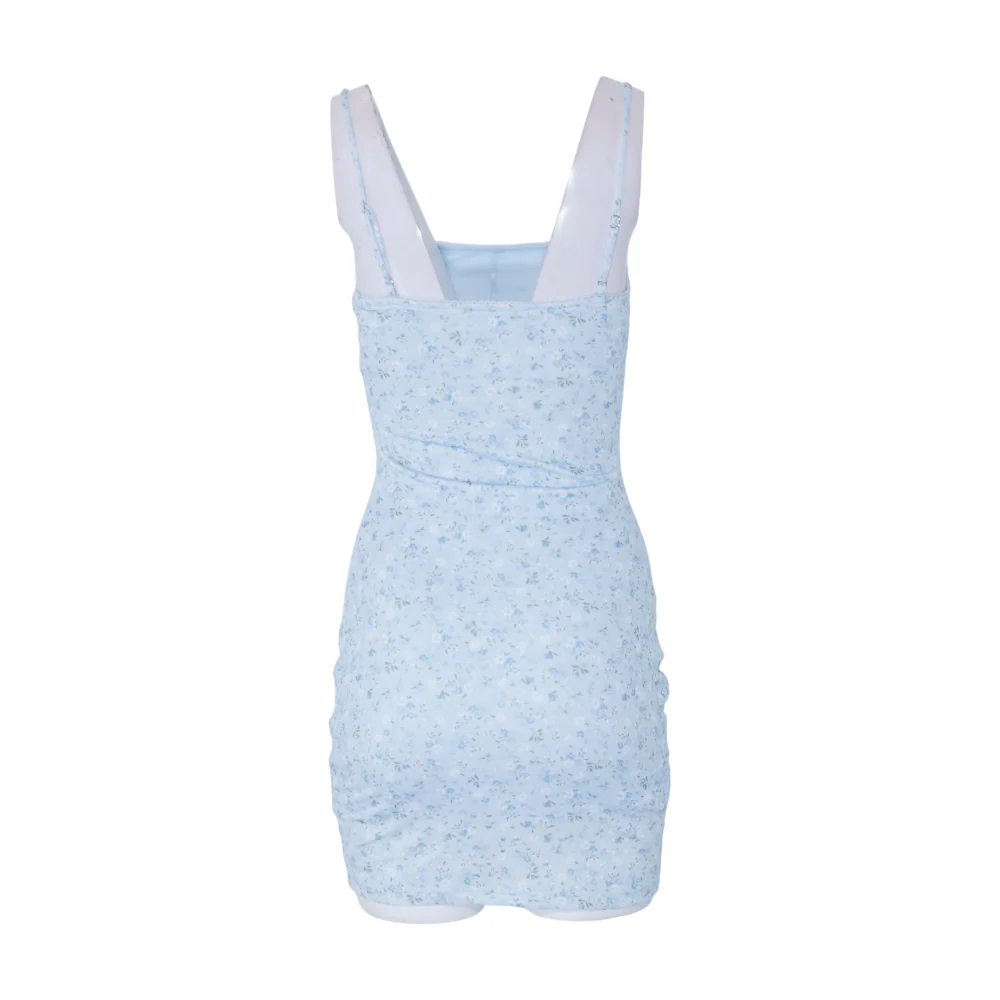 Blue Floral Mini Dress - Image 2