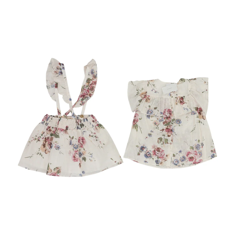 Beige Floral Short Sleeve Set - Image 2