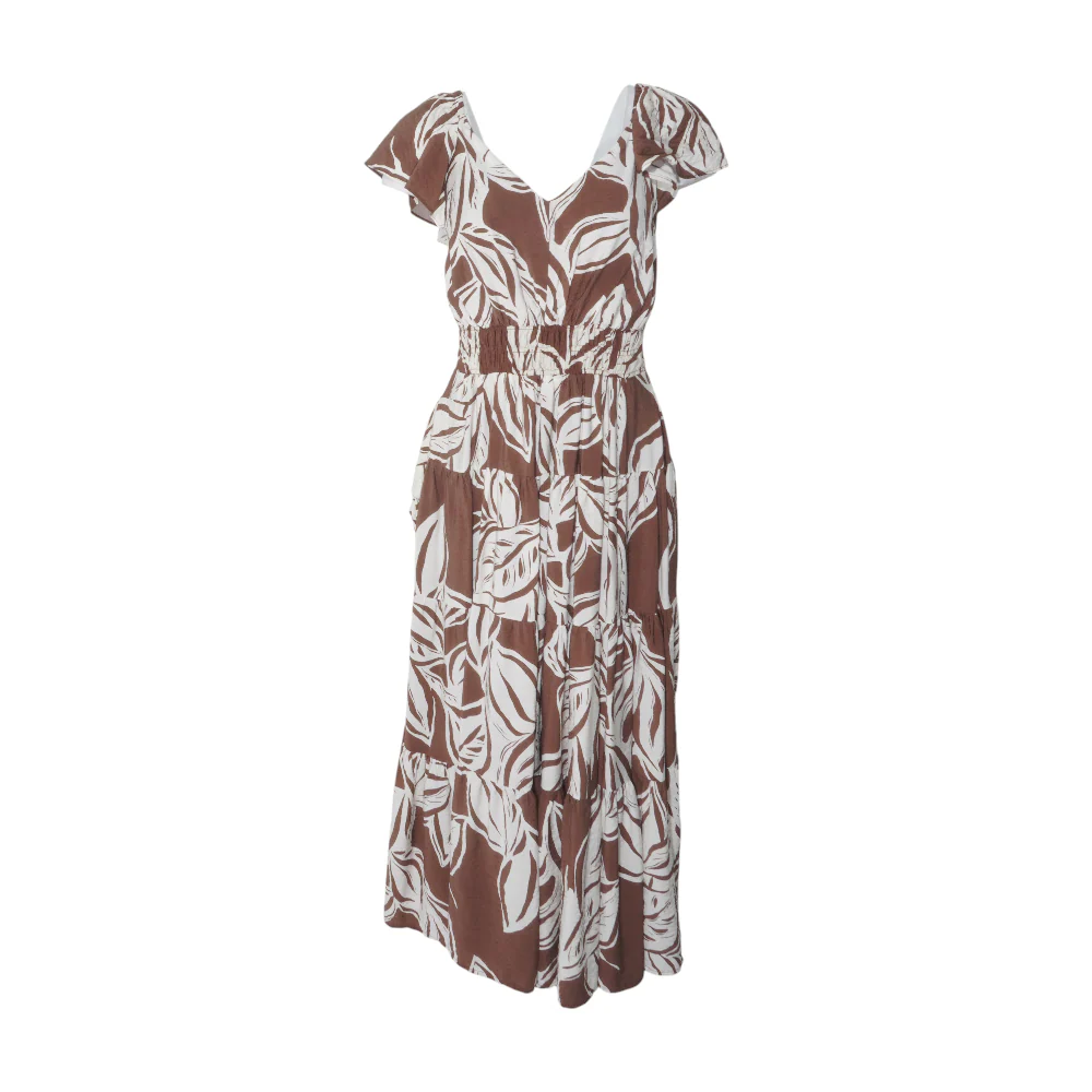 Brown Abstract Maxi Dress