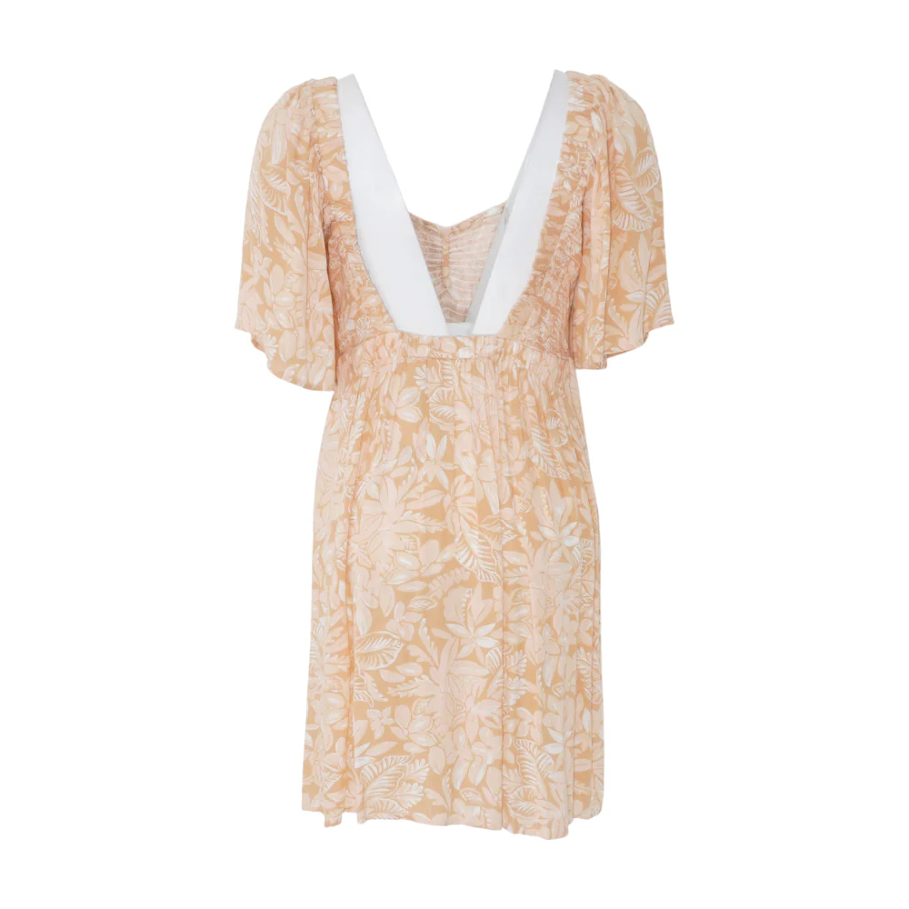 Tan Floral Mini Dress - Image 2