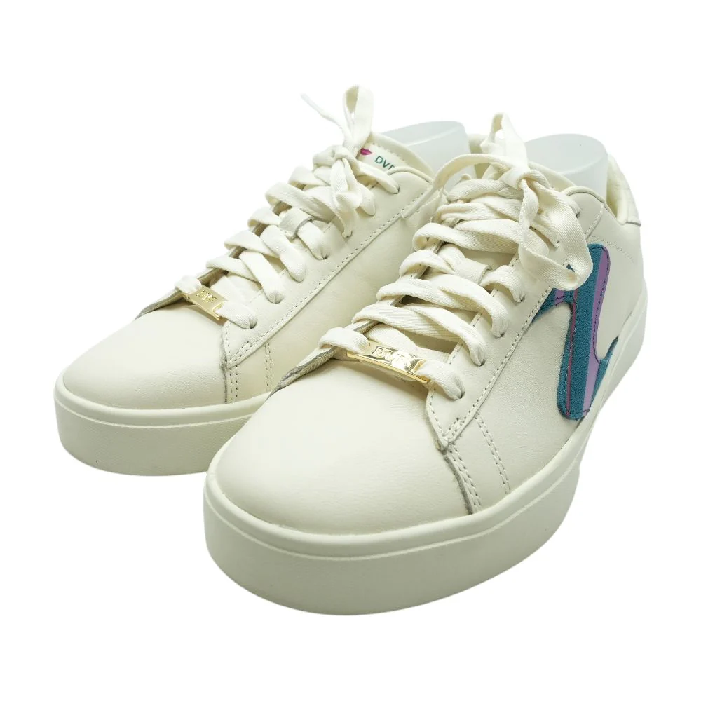 DVF Eden LX Leather Lace Up Ivory Low Top Athletic Shoes