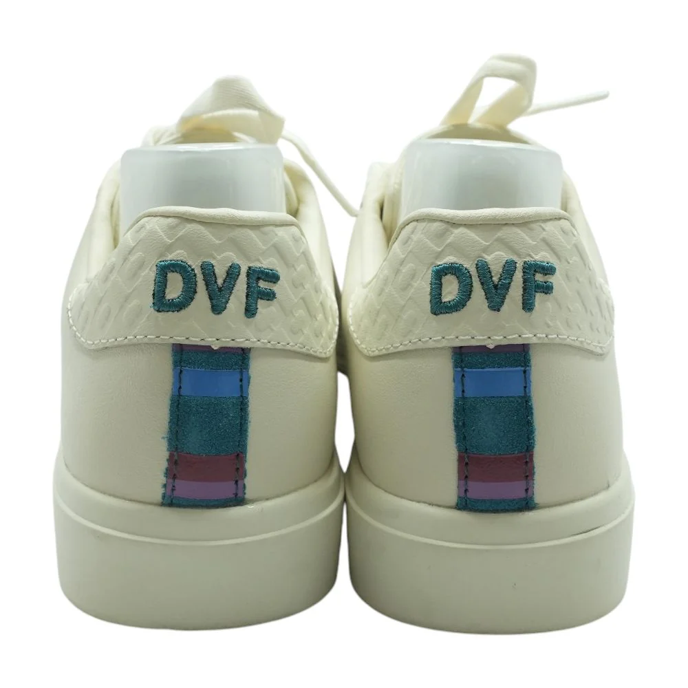DVF Eden LX Leather Lace Up Ivory Low Top Athletic Shoes - Image 2