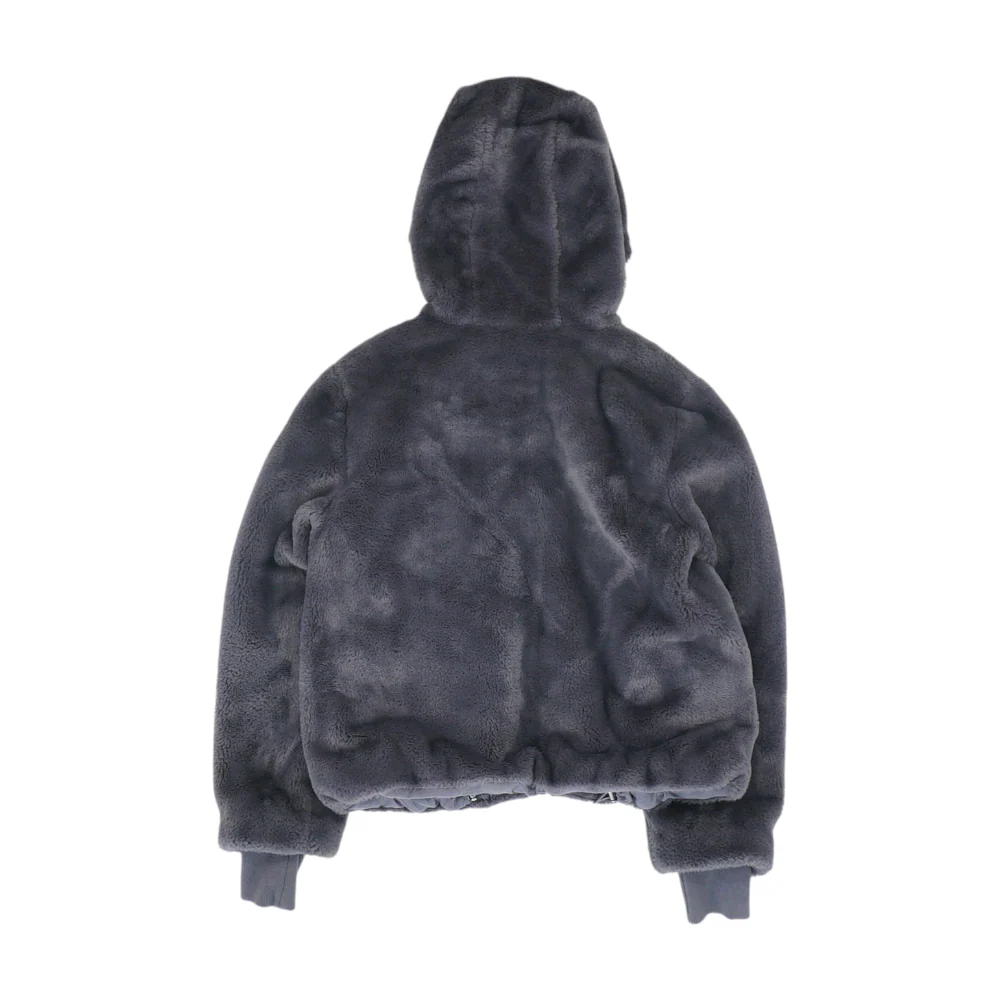 Gray Solid Fur Jacket - Image 2