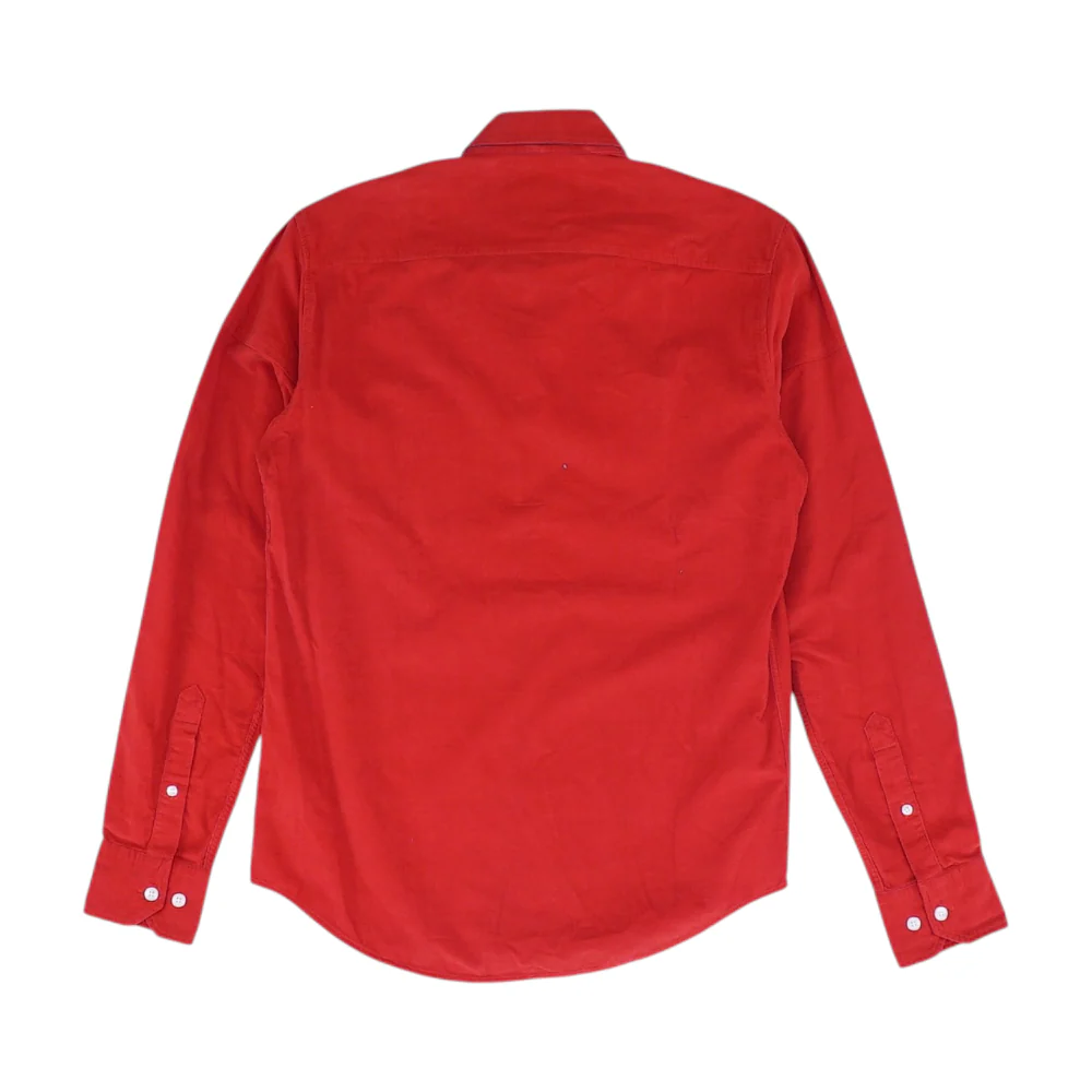 Red Solid Flannel Button Down - Image 2