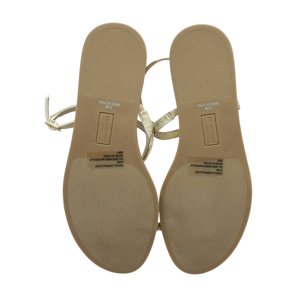 Gold Flat Sandals - Image 3