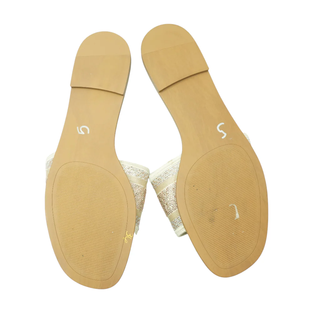 Gold Flat Sandals - Image 3