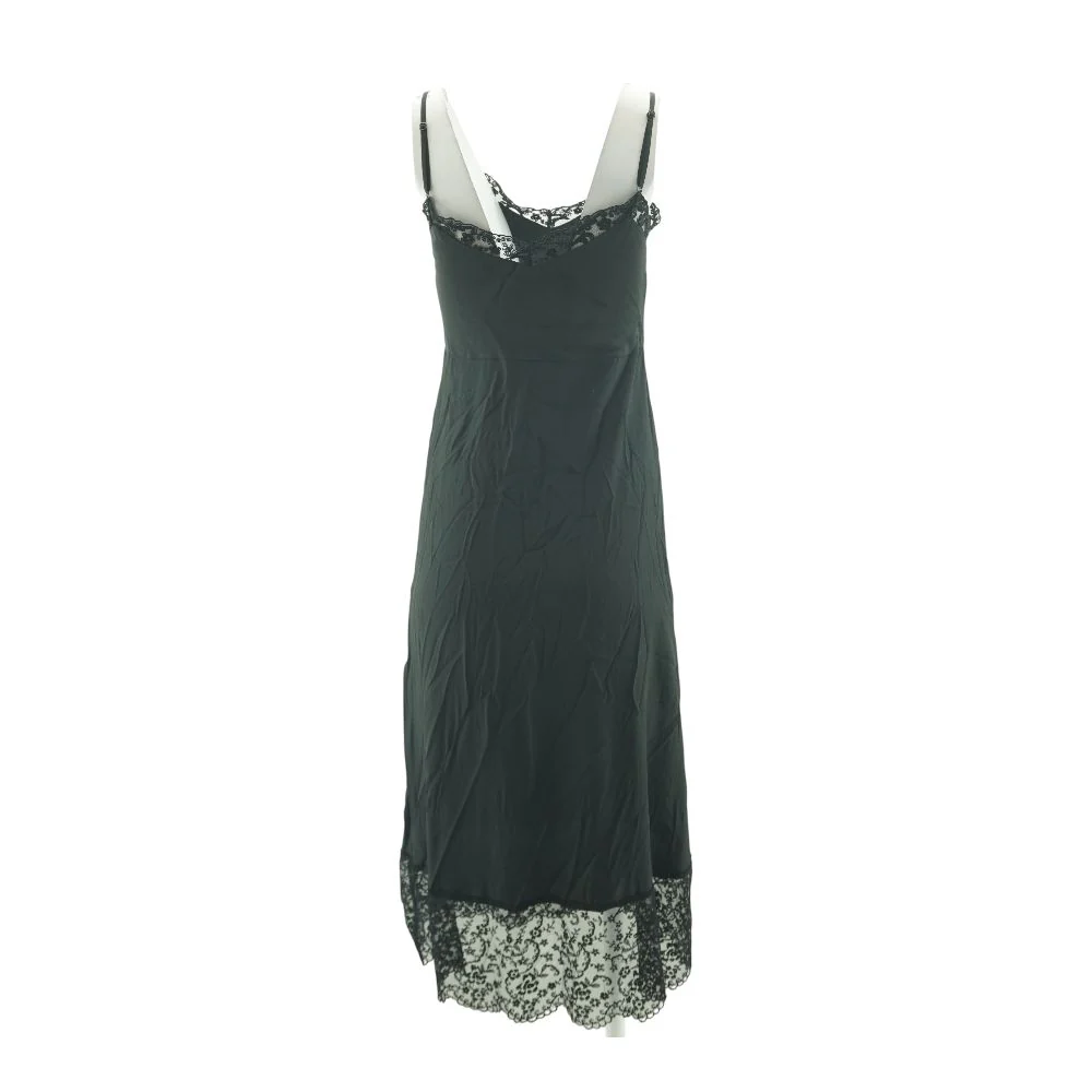 Floral Lace-Trim Black Slip Dress - Image 2