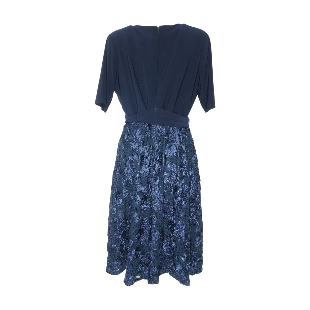 Navy Petite Floral Midi Formal Dress - Image 2