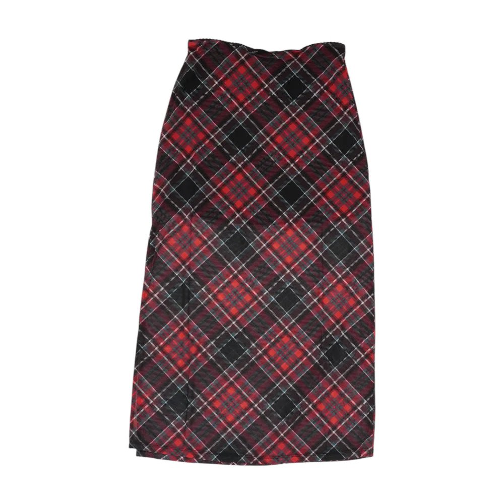 Red Plaid Midi Skirt - Image 2